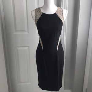 Caché black beaded cocktail dress